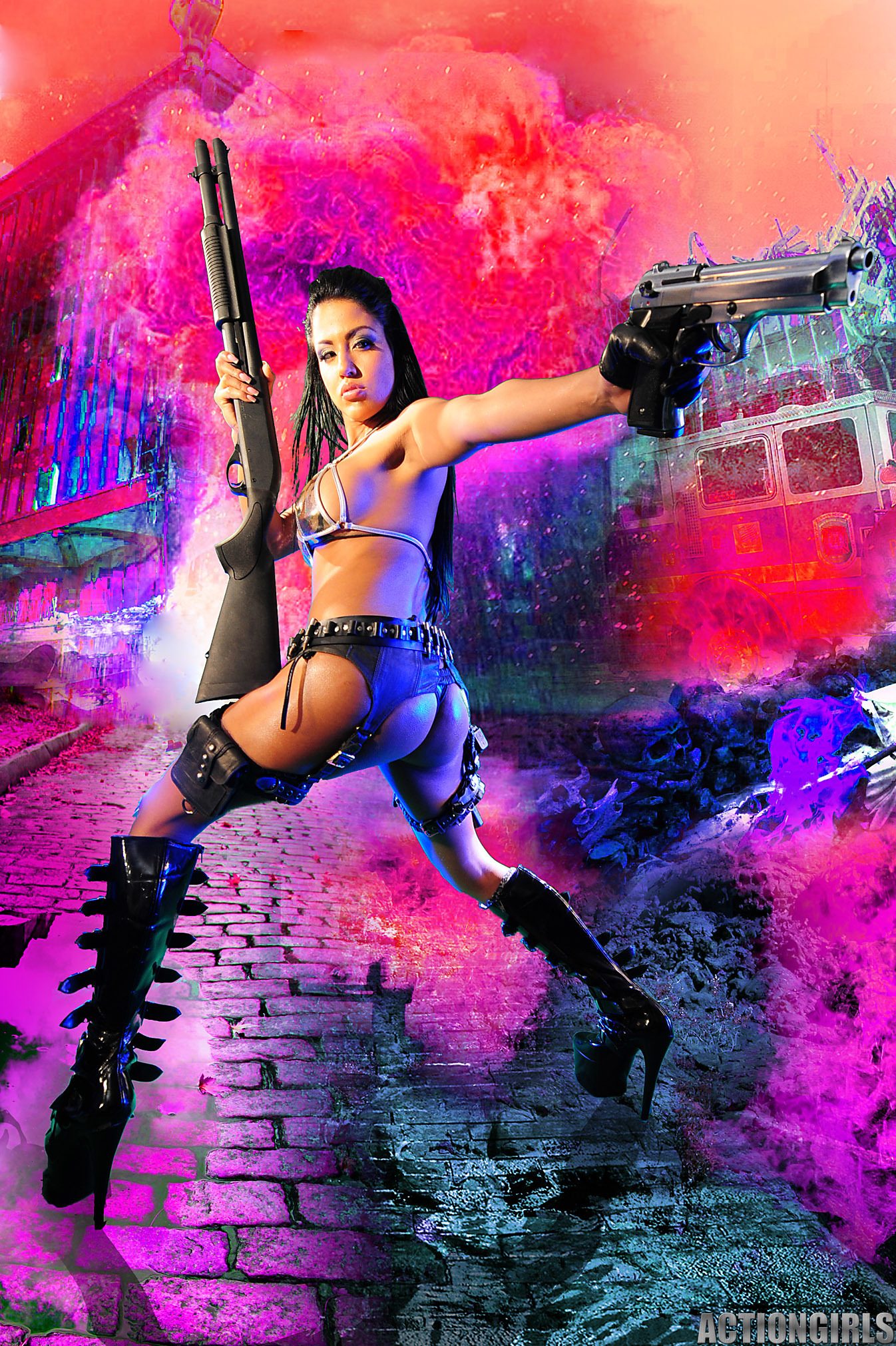 brunette gun girl — 23