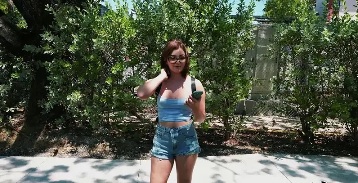 Leana Lovings flashed her tits, got naked in the van, sucked a big dick, and was fucked deep and hard by Tyler Steel, who came on her face. — 17