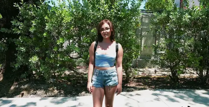 Leana Lovings flashed her tits, got naked in the van, sucked a big dick, and was fucked deep and hard by Tyler Steel, who came on her face. — 18