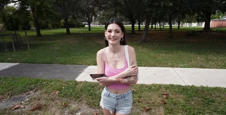 Sophie sold her bra and showed her tits to the boys in a white van, eventually engaging in sex on the bus as it drove through Miami. — 8